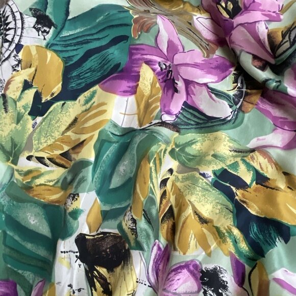 Womens Bomber Jacket Silk Floral Small Coat‎ Bright Cottage Granny Core - Picture 7 of 8